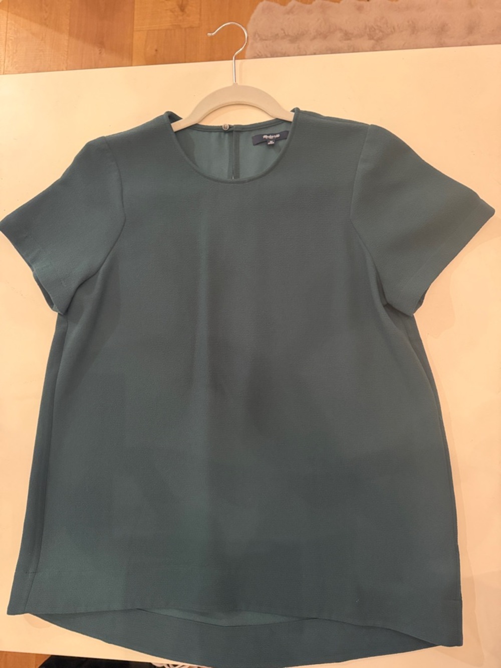 Madewell Short Sleeve Teal-Green Crewneck Blouse